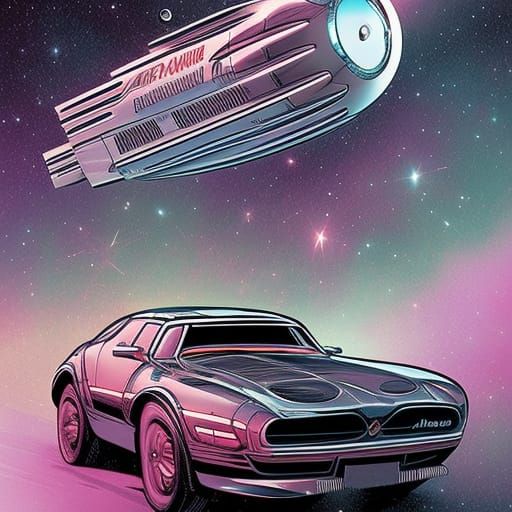 Futuristic Space Car in Comic Book Art Style