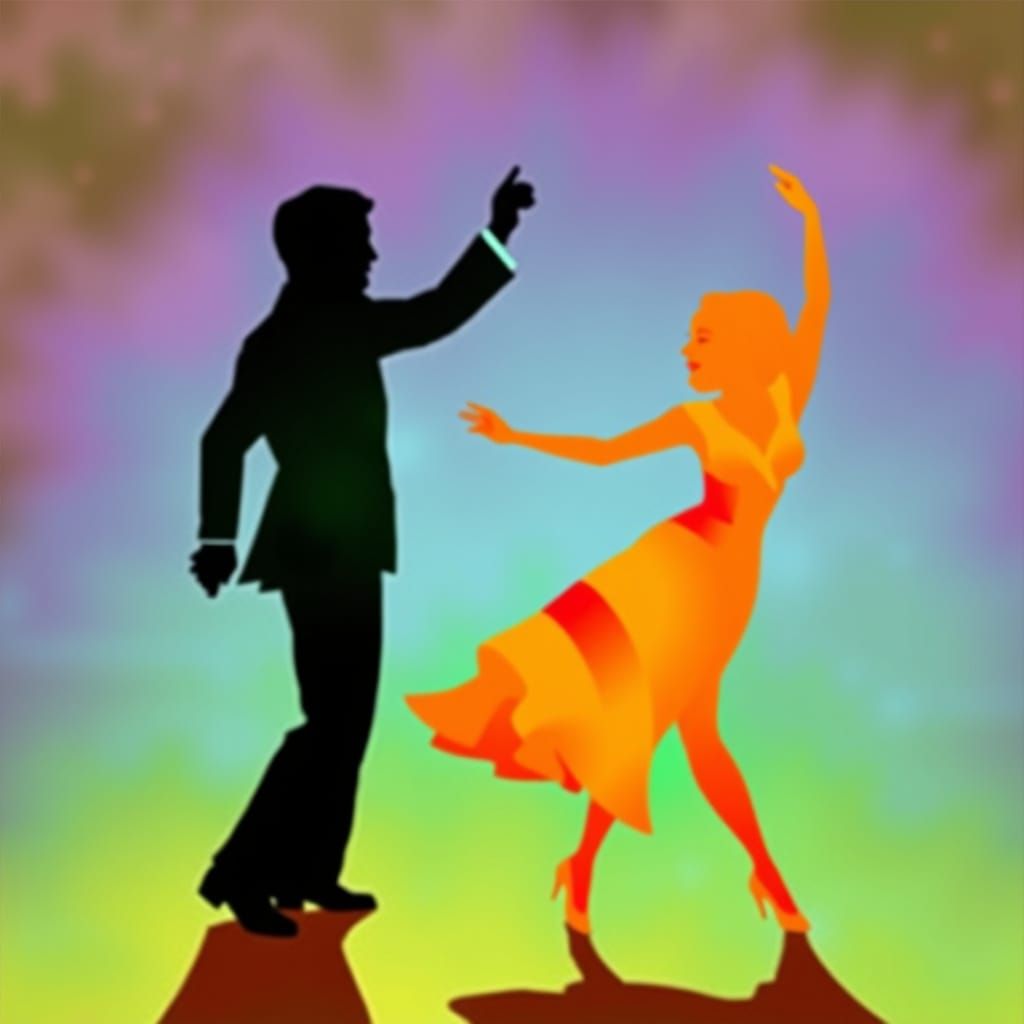 Surreal 1940s Silhouettes Dancing in Vivid Colors
