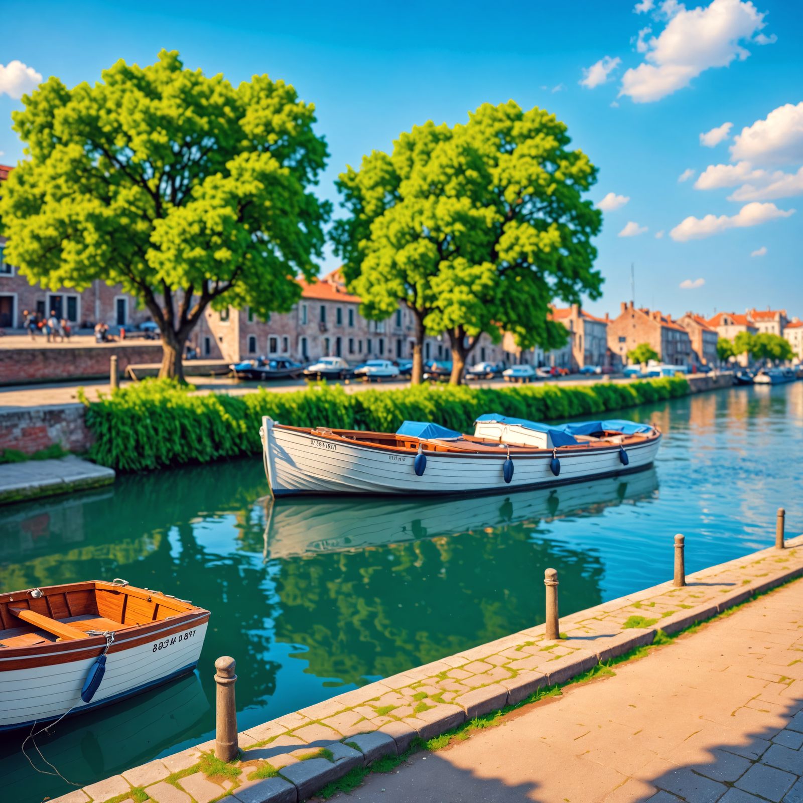 Surreal Hyperrealistic Canal Scene in High Contrast