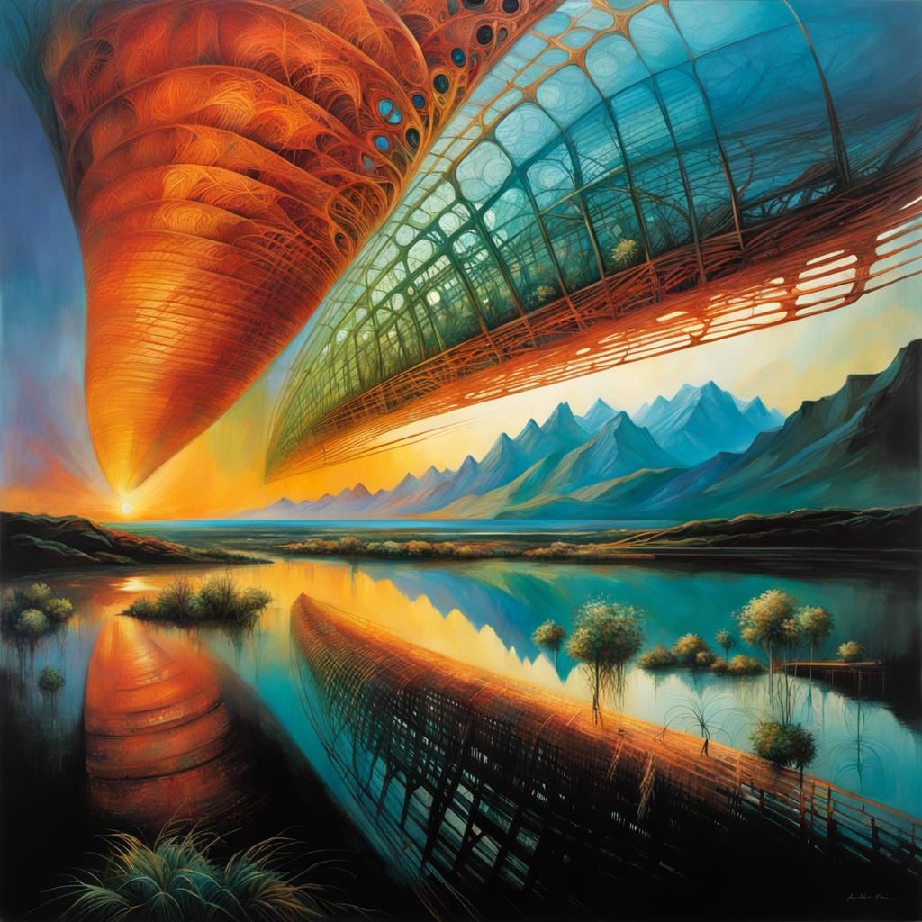 Surreal Biomechanical Illustration in Mixed Styles