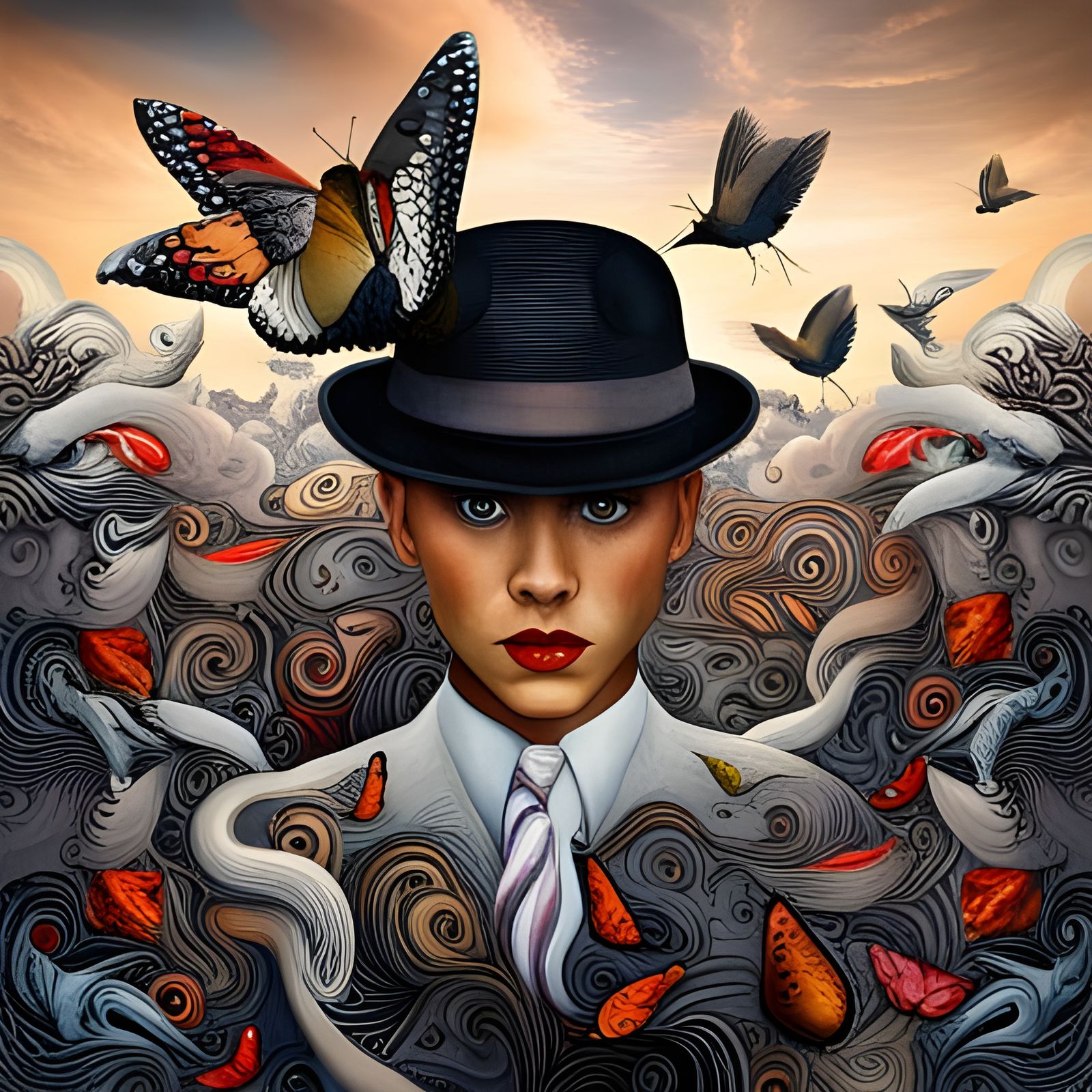 Surreal Collage of Heaven and Hell