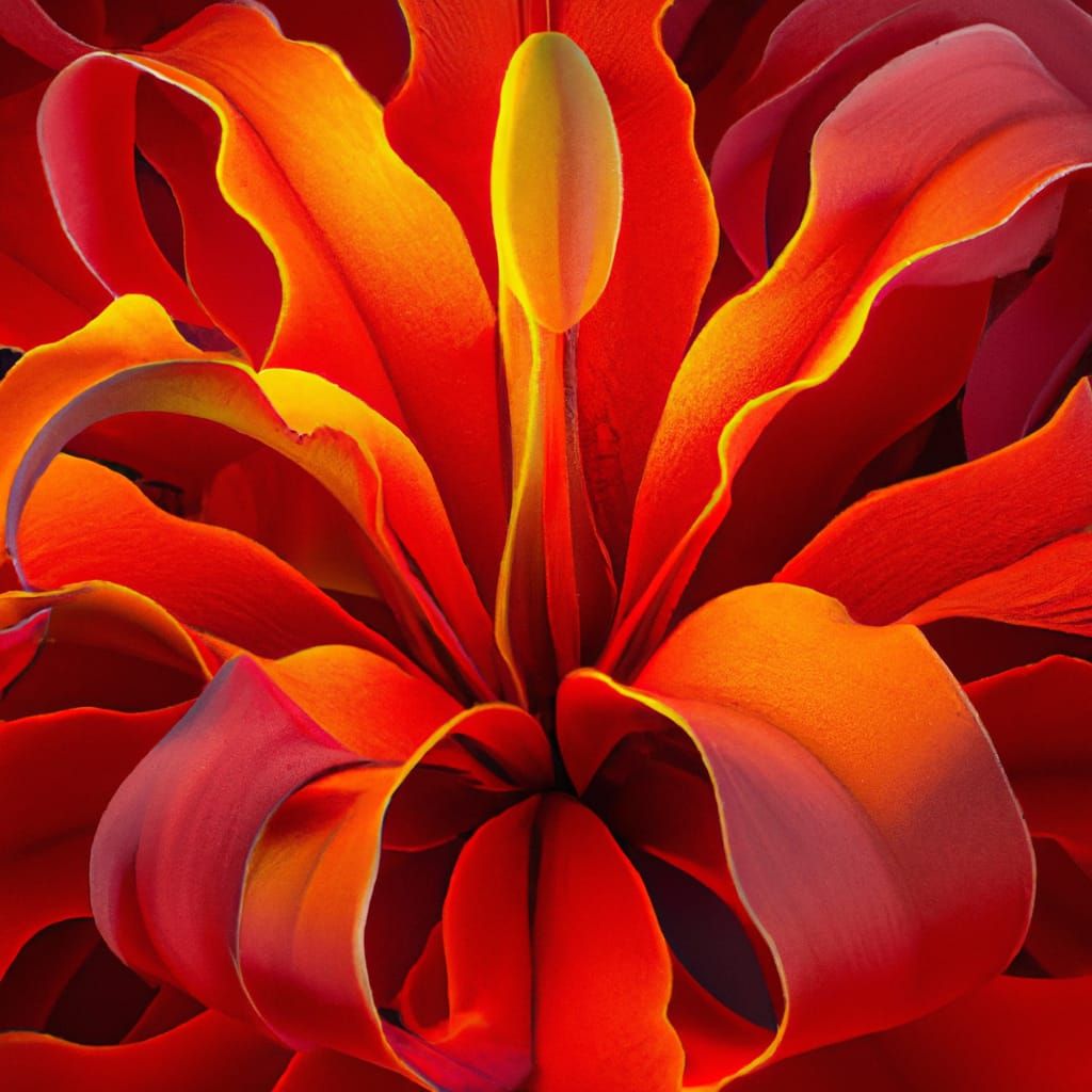 Flame Lily in Maximalist Photoillustration Style