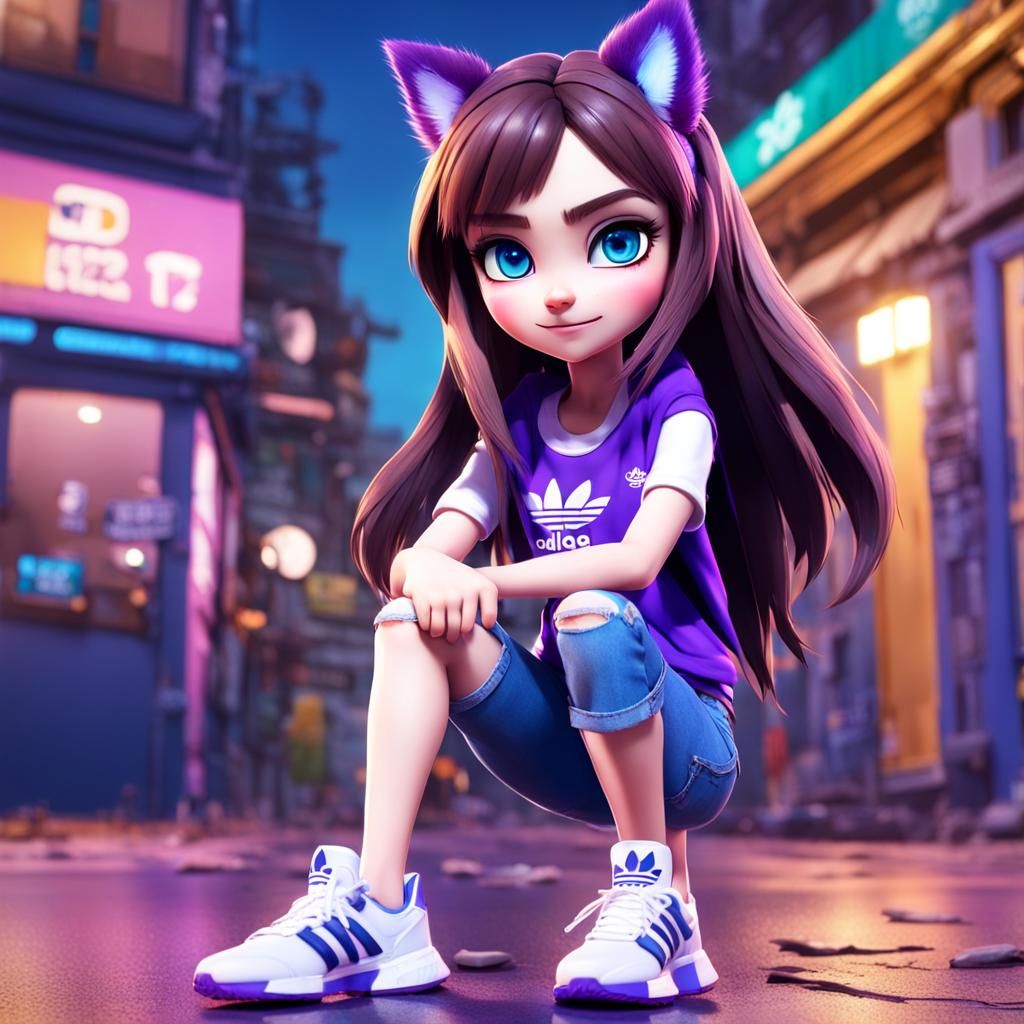 Cute Gacha Girl Werewolf in 3D Digital Art