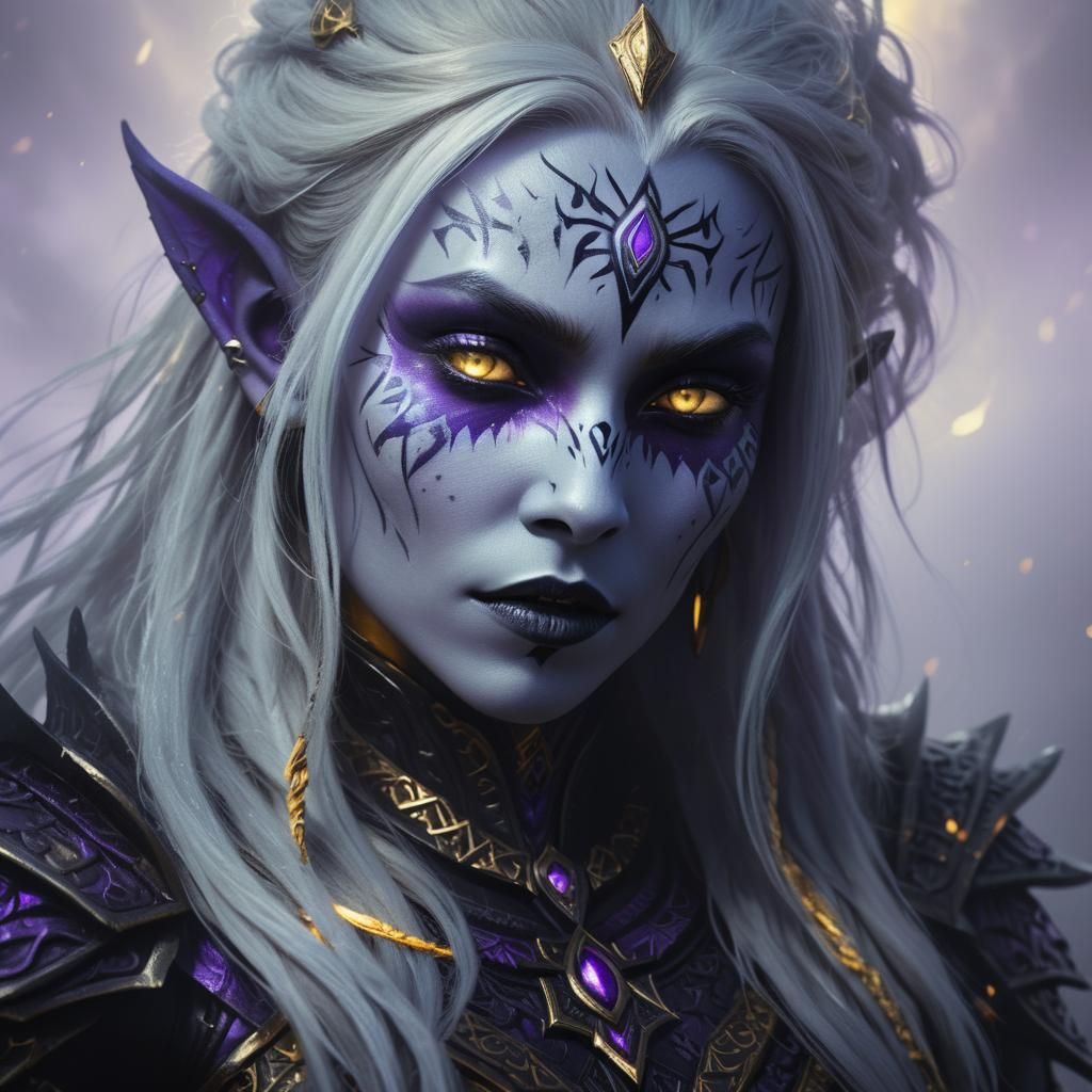 Drow Priestess Concept Art in Dark Fantasy Style