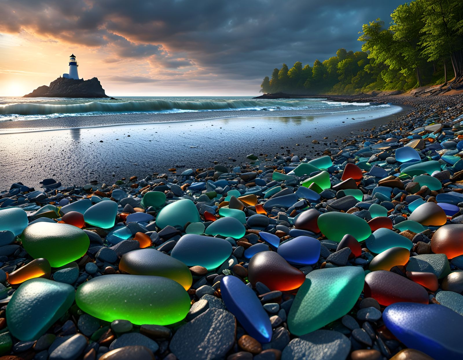 Hyperrealistic Sea Glass on Erie Beach