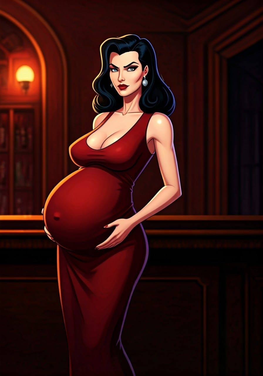 Pregnant Femme Fatale in Film Noir Style