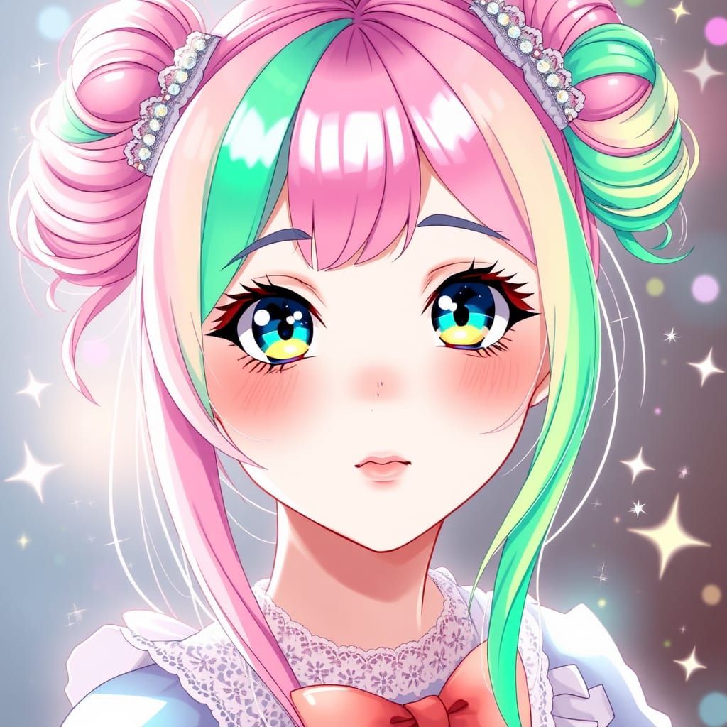 Kawaii Magical Girl Portrait in Anime Manga Style