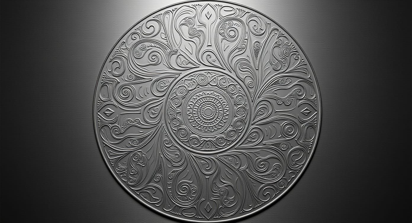 A 3d web of magnified Paisley pattern with a swirling Julia fractal bump map in extra deep 3D mesmerizing display of hig...