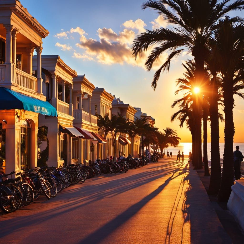 Mysterious Seaside Boulevard at Twilight, Full of Color and ...