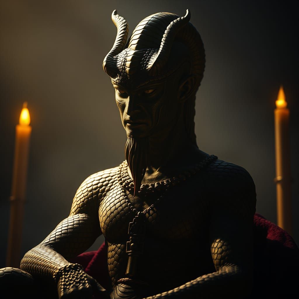 Ningishzida: Sumerian Serpent Deity of Healing in Dark Fanta...