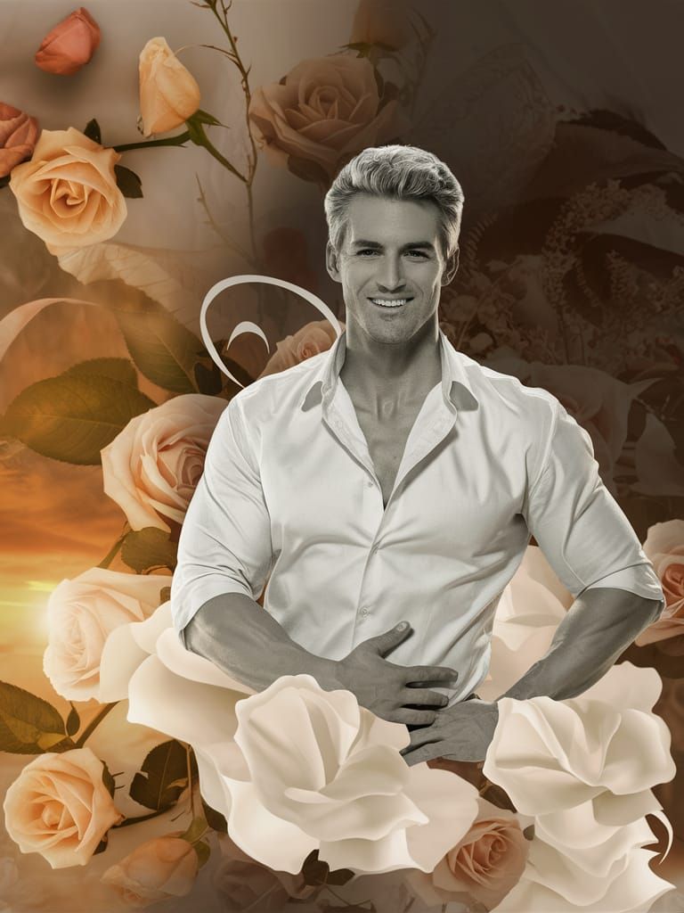 Attractive Man with Romantic Background and Confident Smile