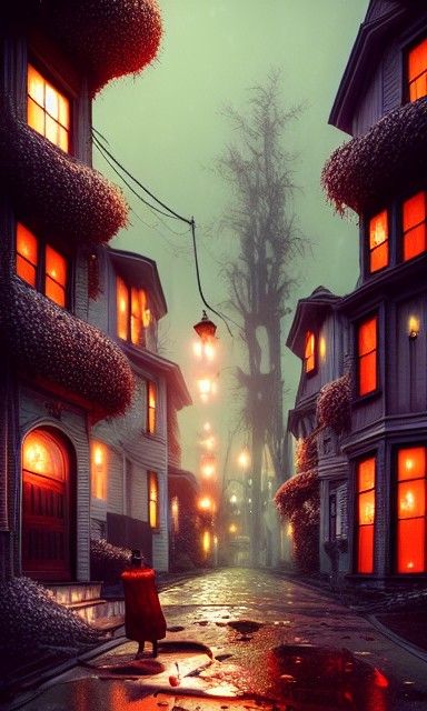 Halloween Street: Hyper-Realistic Octane Render