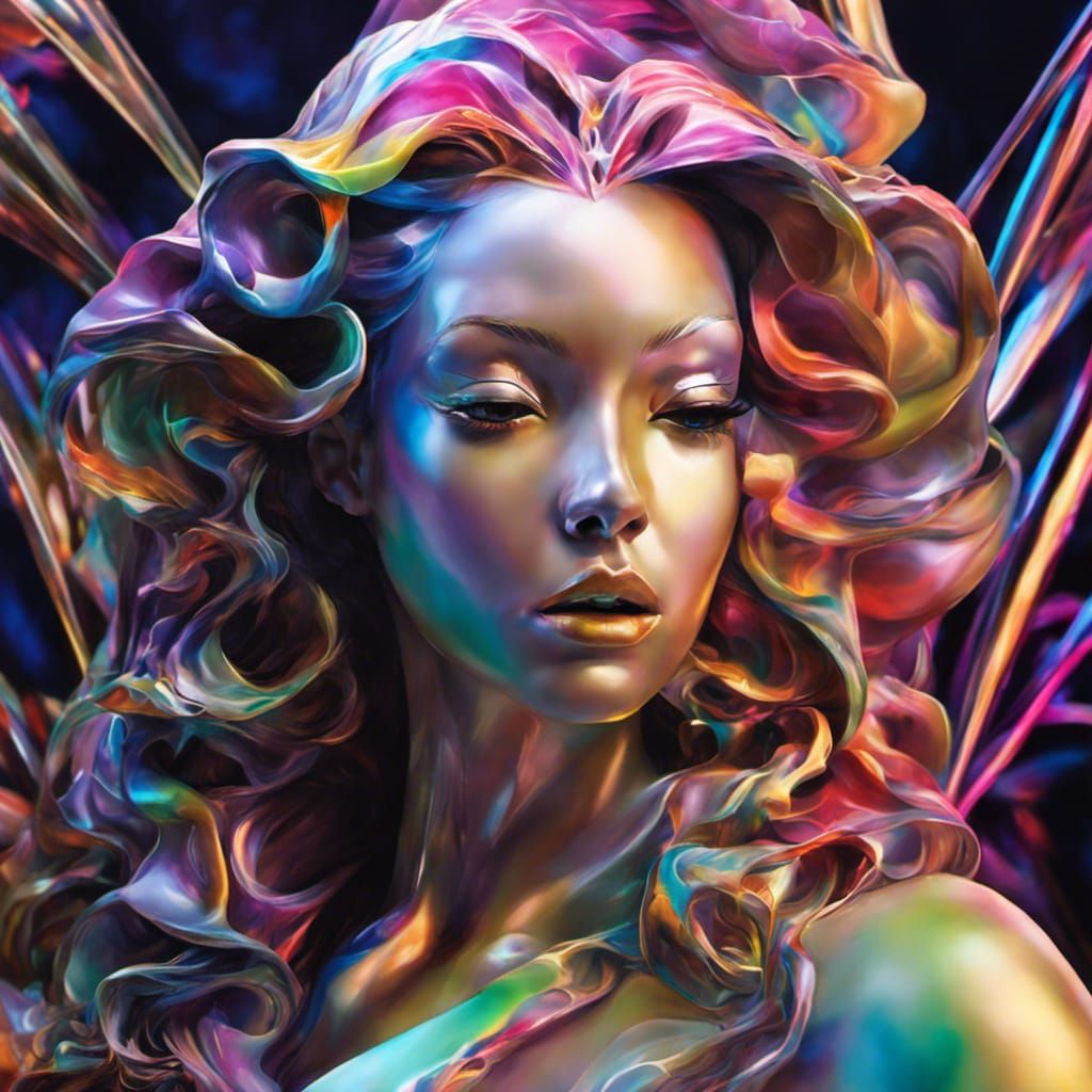 Alluring Beauty in Cosmic Polygon Art Style