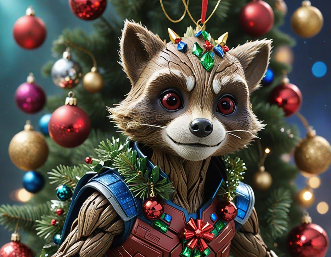 Guardian of the Galaxy Christmas Tree in Hyperrealistic Styl...