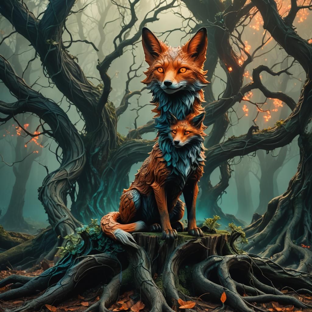 two headed nine tailed fox