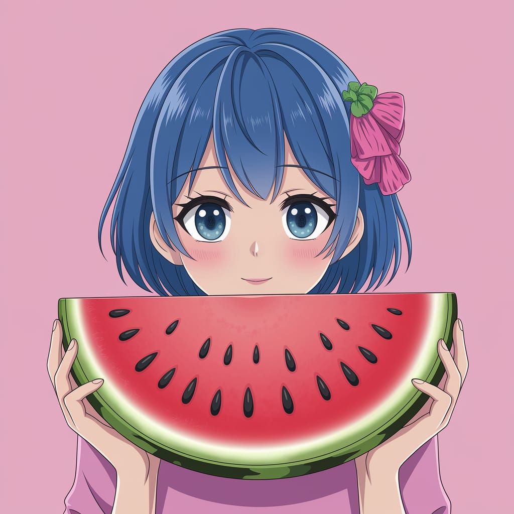 Surreal Anime-Inspired Watermelon Sculpture