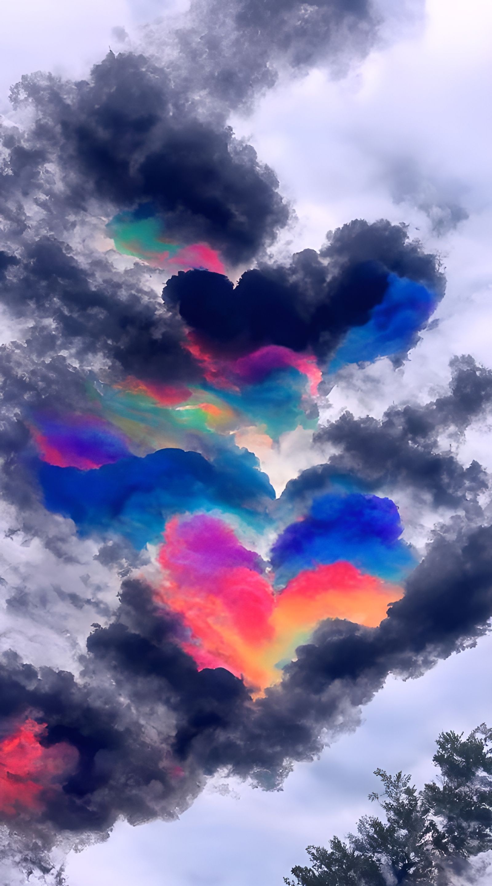 Broken Heart Clouds in Vibrant Colors