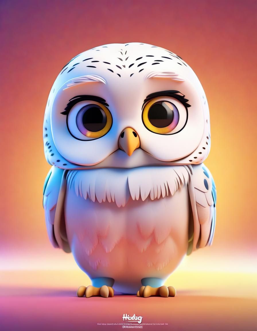 Cute Chibi Hedwig: Pixar Style 3D Rendering