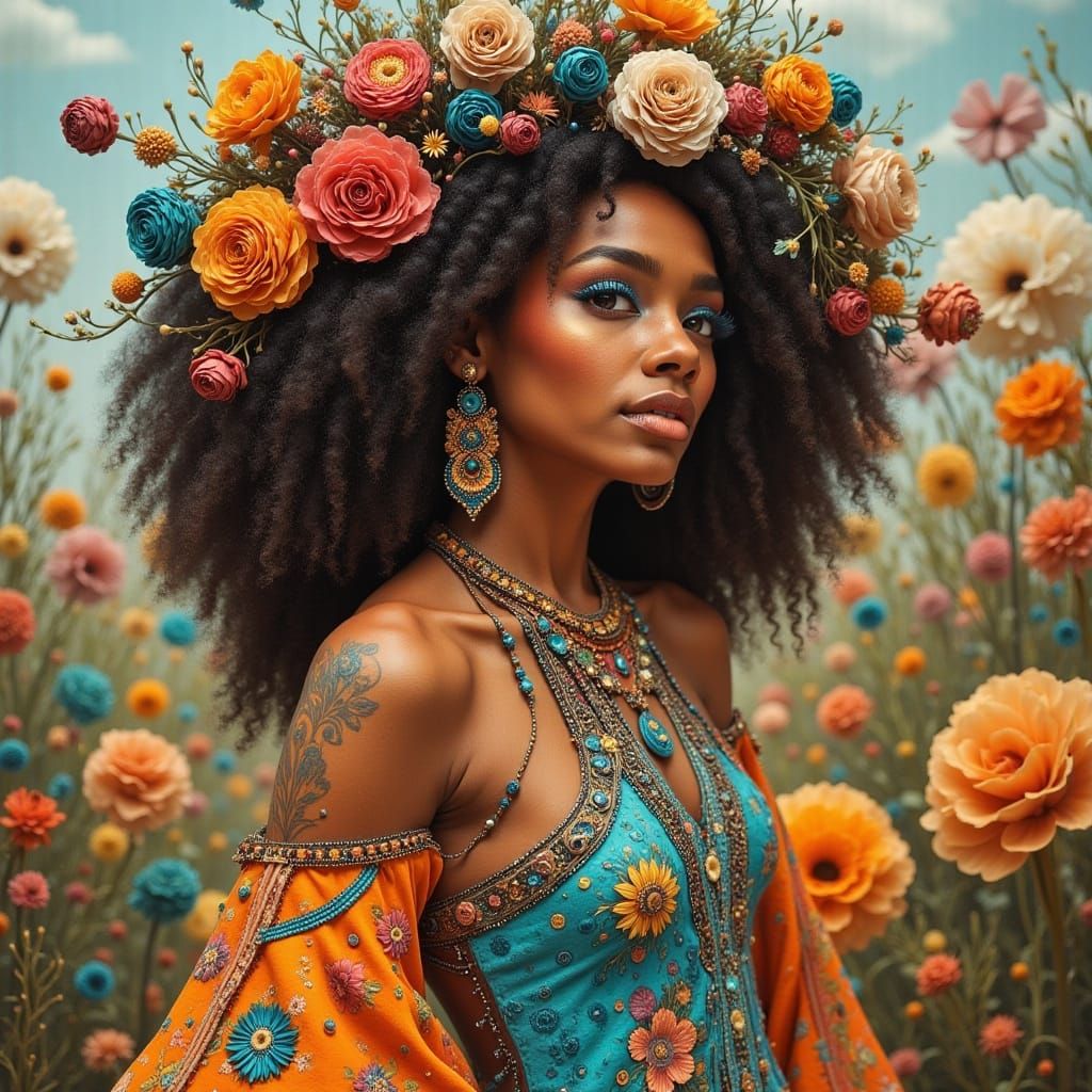 Elegant Woman in Dreamy Digital Art Style