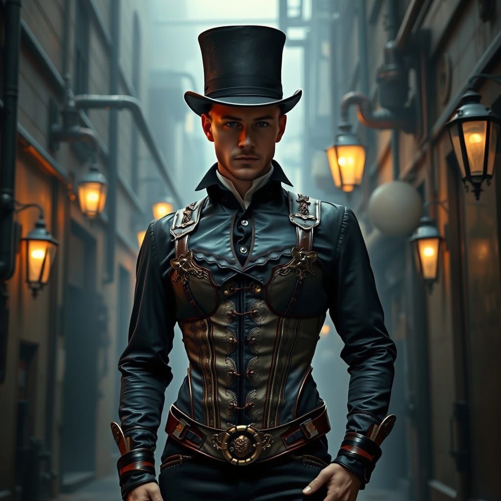 Steampunk goth guy