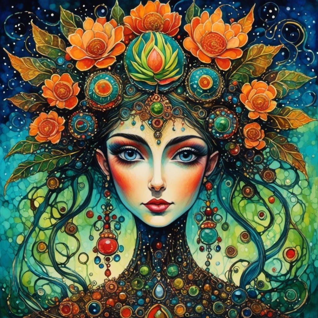 Fantasy Image in Alcohol Ink and Oil Paint