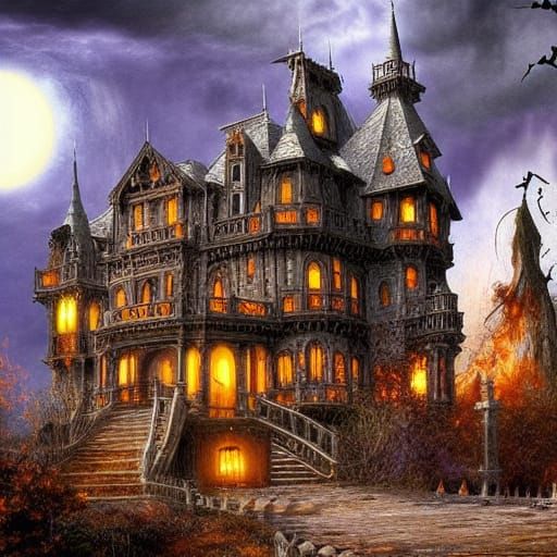 Spooky Halloween Castle: Digital Matte Painting