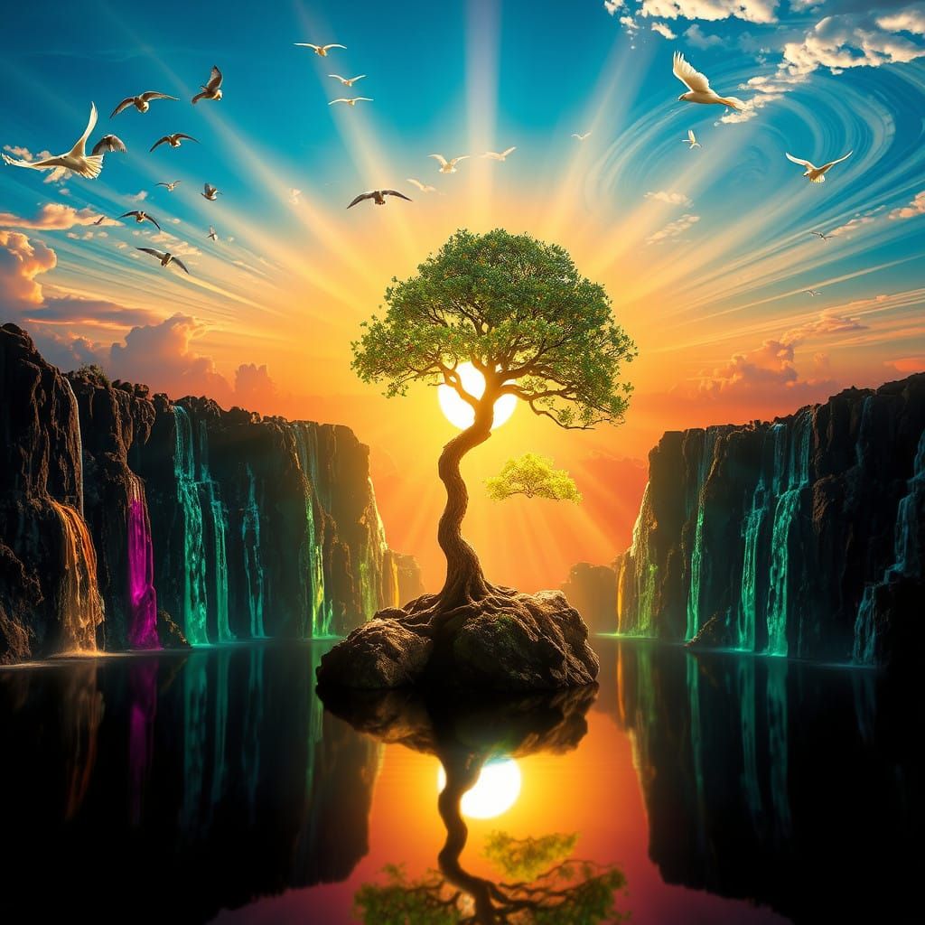 Surreal Radiant Crystal Sunrise