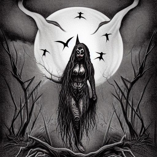 Creepy Hyper-Realistic Samhain Figure in Witchcore Style