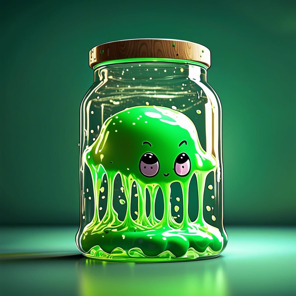 Green Slime Baby in Jar: Hyperrealistic 8k Photography