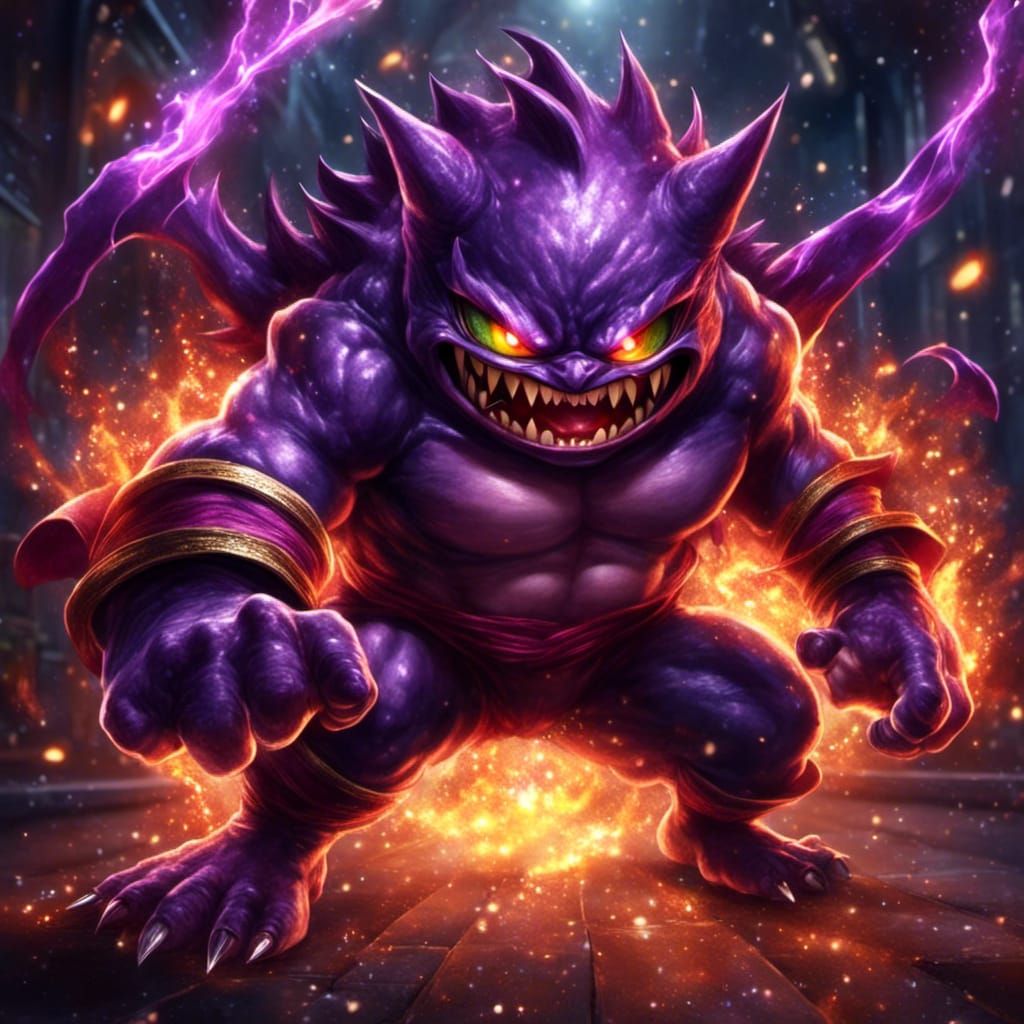 Demonic Ninja Gengar Boxing with Sparkle Effect