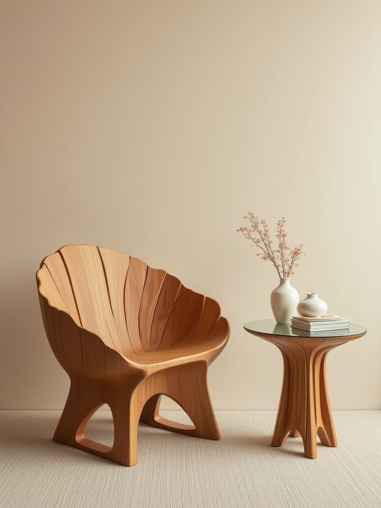 Organic Modern Furniture Set in Warm Wood Tones