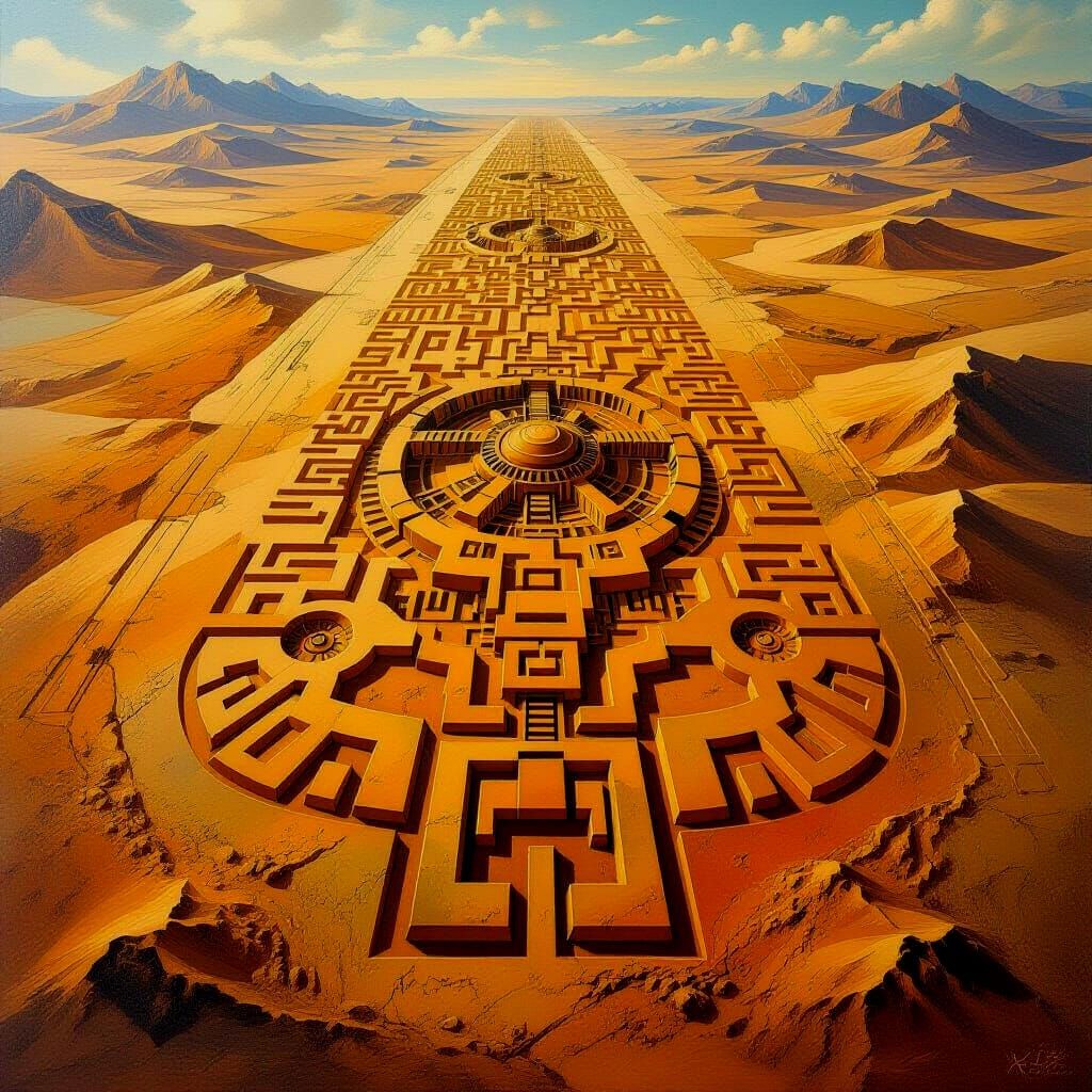 Nazca Lines from Above in Giger Style