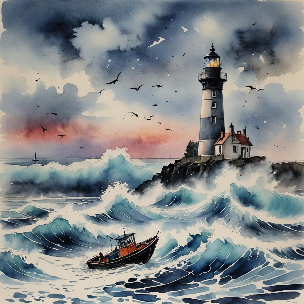 Voici venir l'orage, bateau dans la tempête..