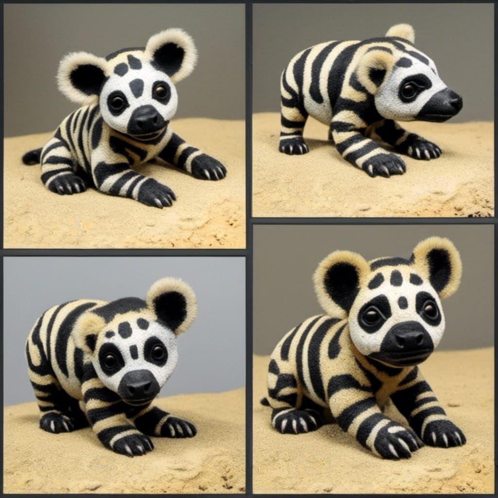 Hyena Puppies in Dubuffet Style