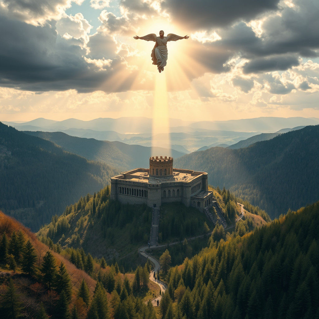 Zamolxe Overlooks Earth From Celestial Clouds