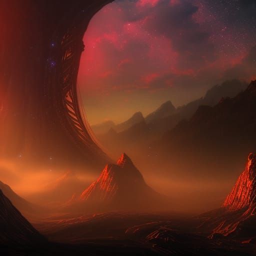 Night Sky with Black Lights in Detailed Matte Painting