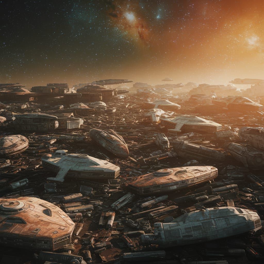 Cosmic Wrecks Amidst Nebulae