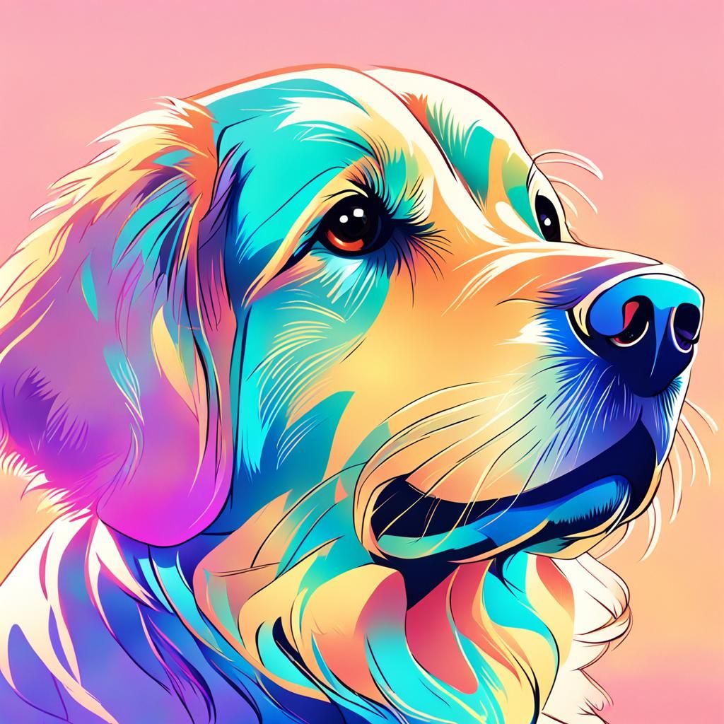 Cute Golden Retriever in Studio Trigger Anime Style