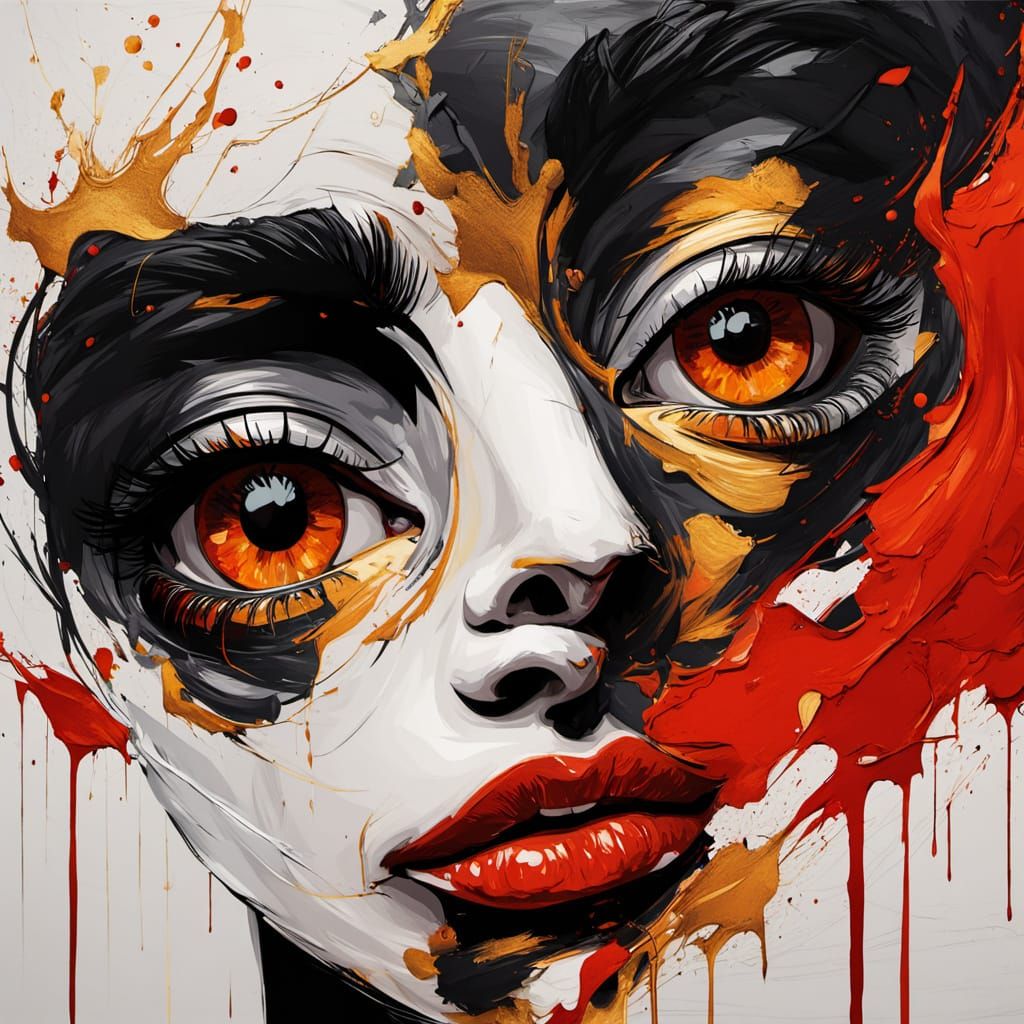 Dramatic Abstract Women in Vibrant Landscape