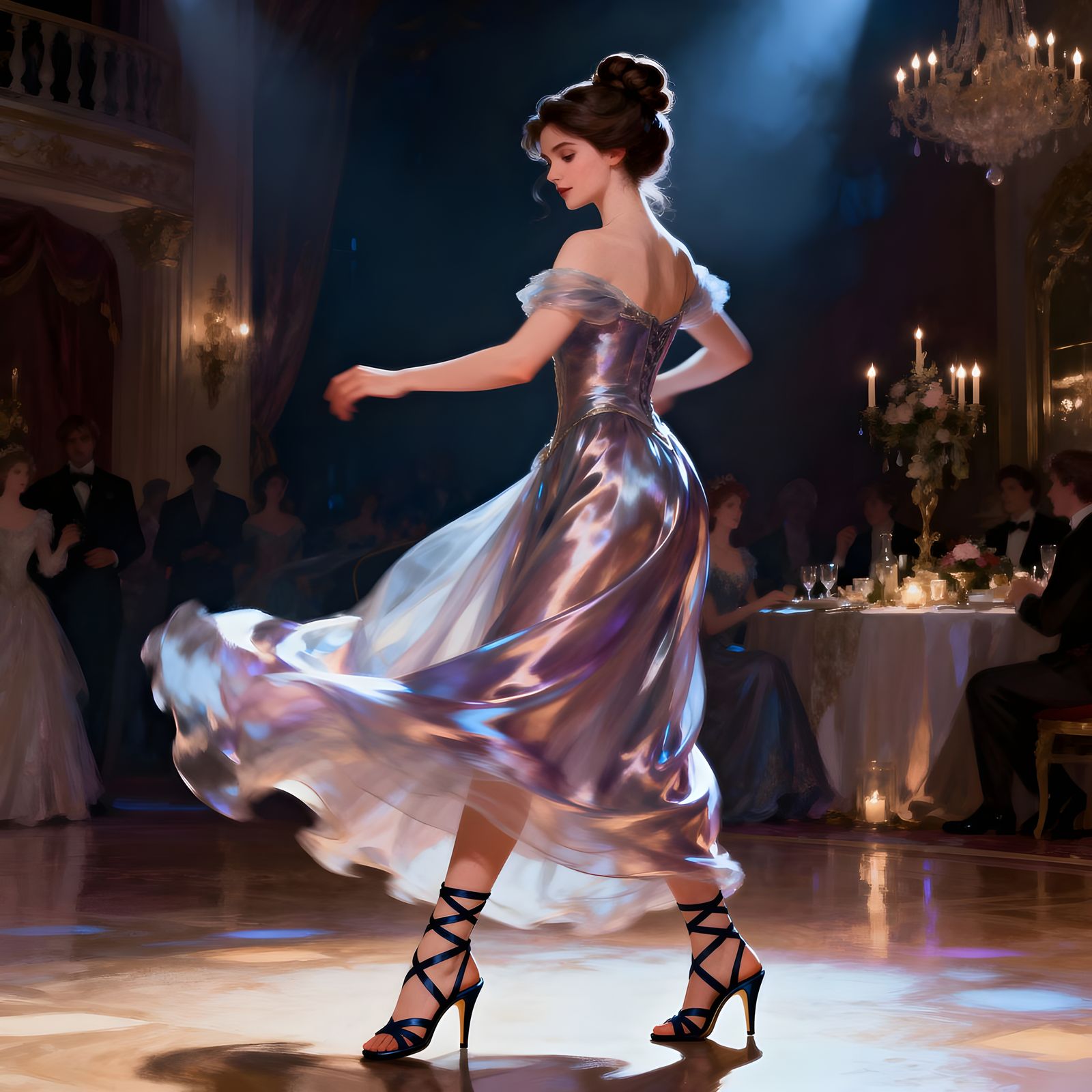 Fantasy Princess Dancing in Ballroom, Detailed Illustration ...