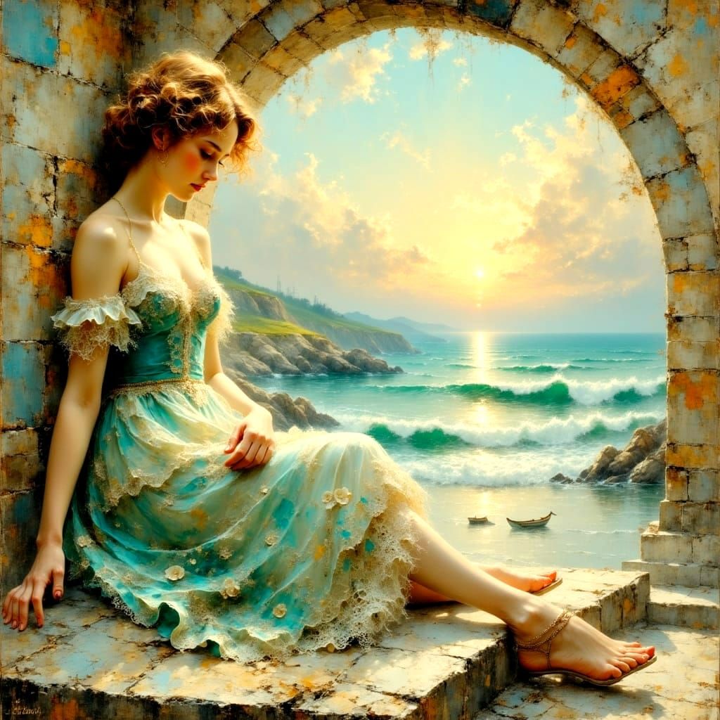 Ethereal Oceanic Dreamscapes in Oil Painting Style