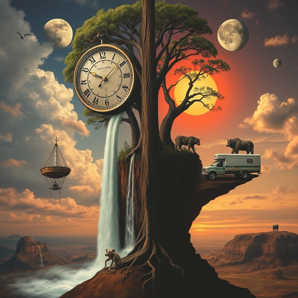 Surreal World with Reversed Time and Gravity