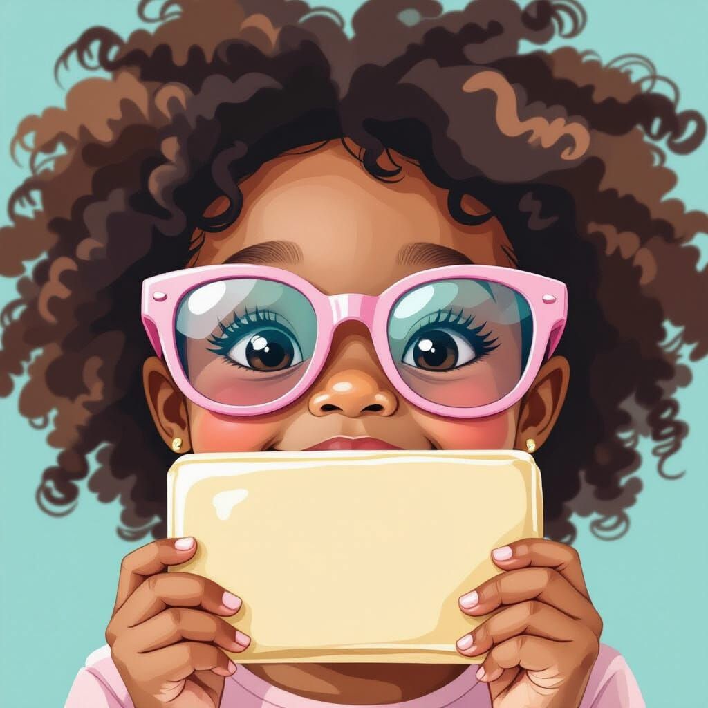 Peekaboo with Candy Bar: A Pastel Illustration