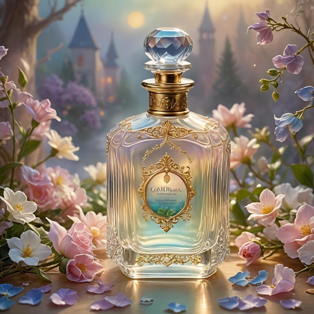Ethereal Perfume Bottle in Soft Pastel Colors