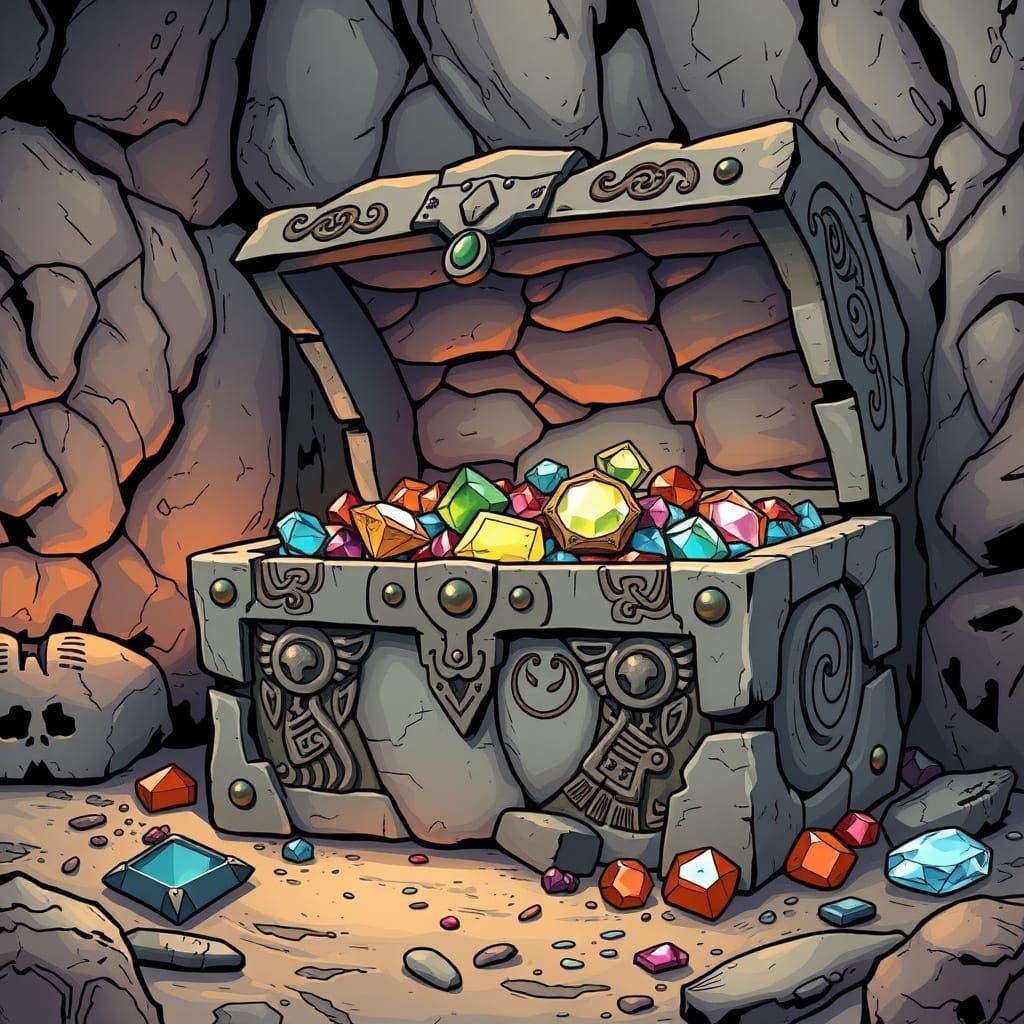Caveman's Stone Treasure Chest: Comic Book Art