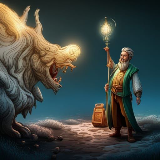 Philosopher in Children's Book: Detailed Matte Painting