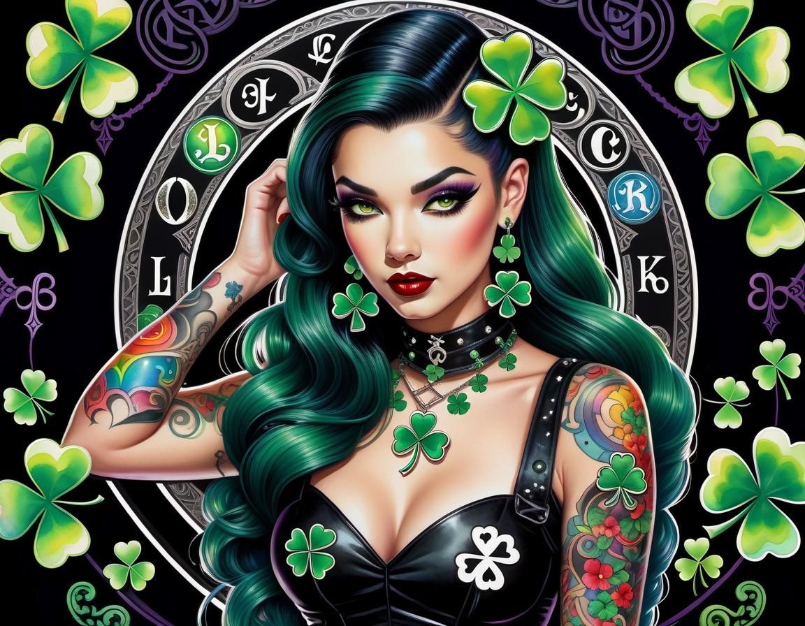Lucky Charms and Gothic Pinups in Watercolour Style