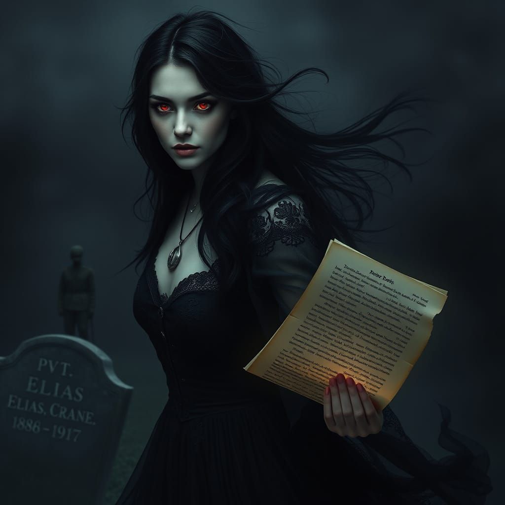 Ethereal Victorian Siren in a Haunting, Misty Landscape