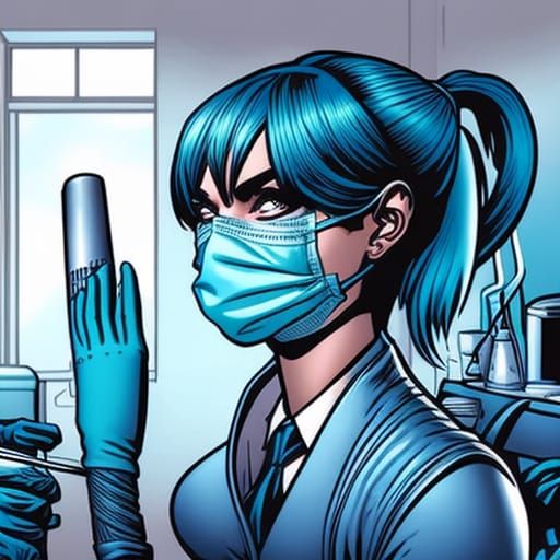 Female Dentist Illustration in Comic Book Art Style