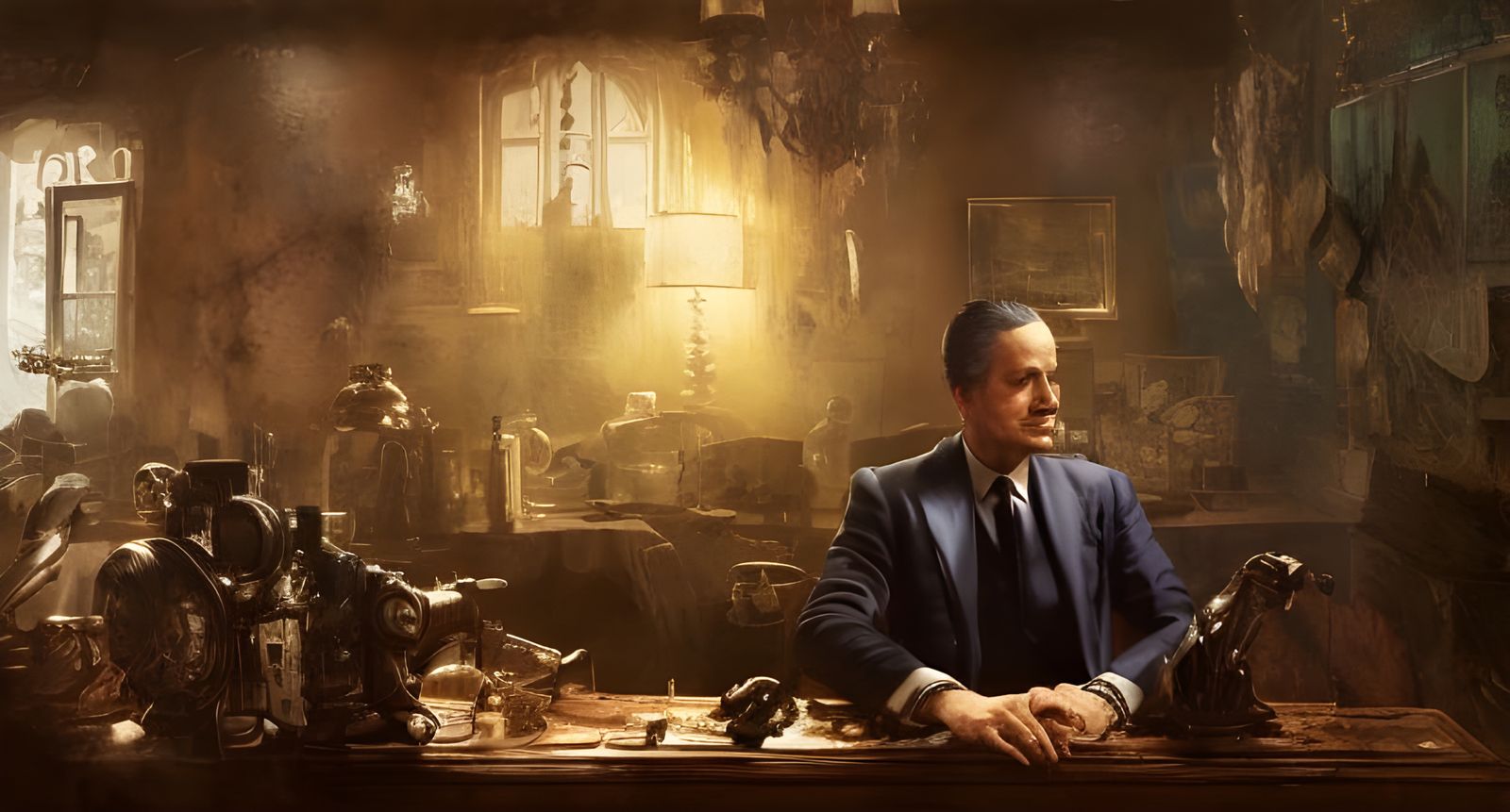 Hyperdetailed Godfather Portrait in Digital Fantasy Art Styl...